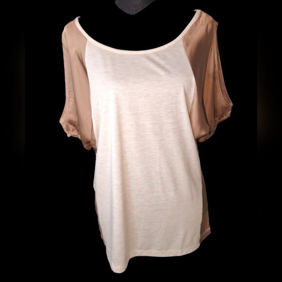 French Laundry Petite Medium Top - Cold Shoulder Satin Sleeves New With Tags - Picture 2 of 10